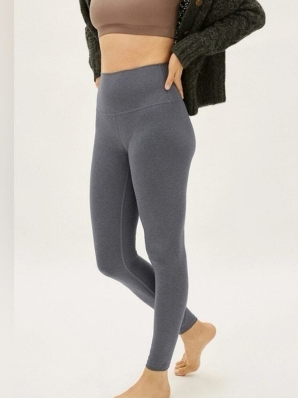 Everlane The Perform Ankle Leggings in Heathered Dark Gray Extra High Rise Gym
